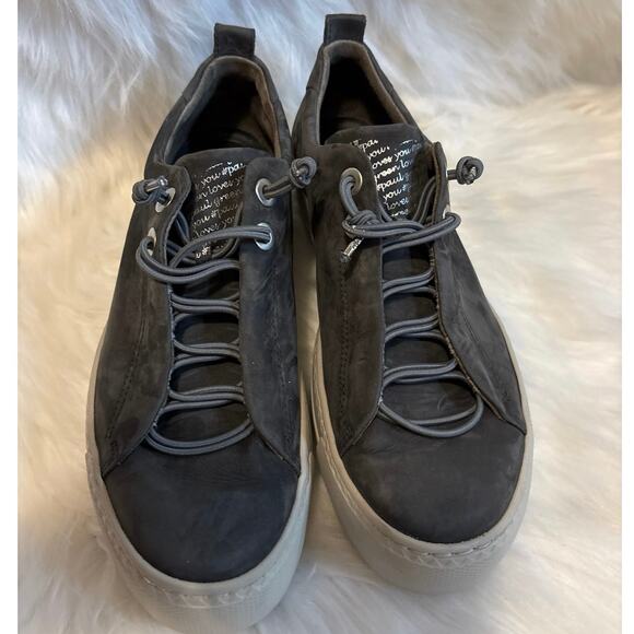 Paul Green Faye Gray Suede Platform Sneakers 7.5 Comfort Luxe Casual Shoes - Picture 5 of 8